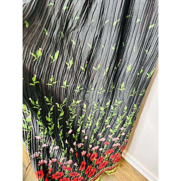 SABRINA MUSAYEV Black Red Floral Print Selina Front Twist Cut-Out Dress Size XL - Picture 14 of 15